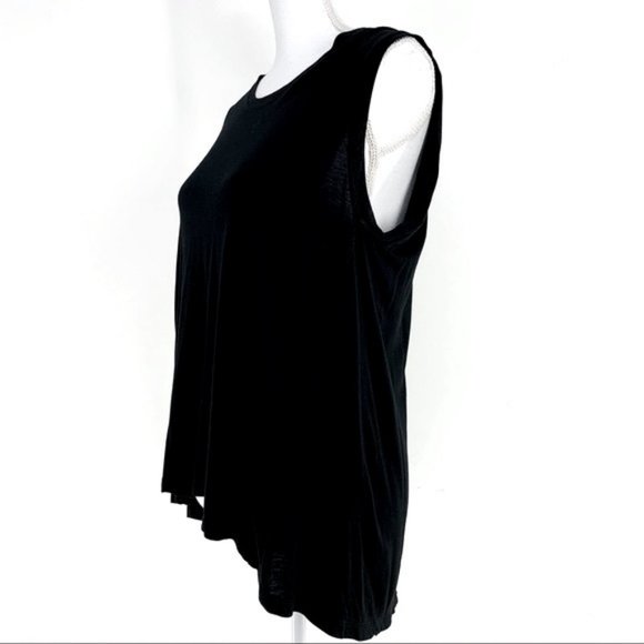 BCBGMAXAZRIA / Black Tank Top Sheer Panel / Medium - Picture 3 of 7